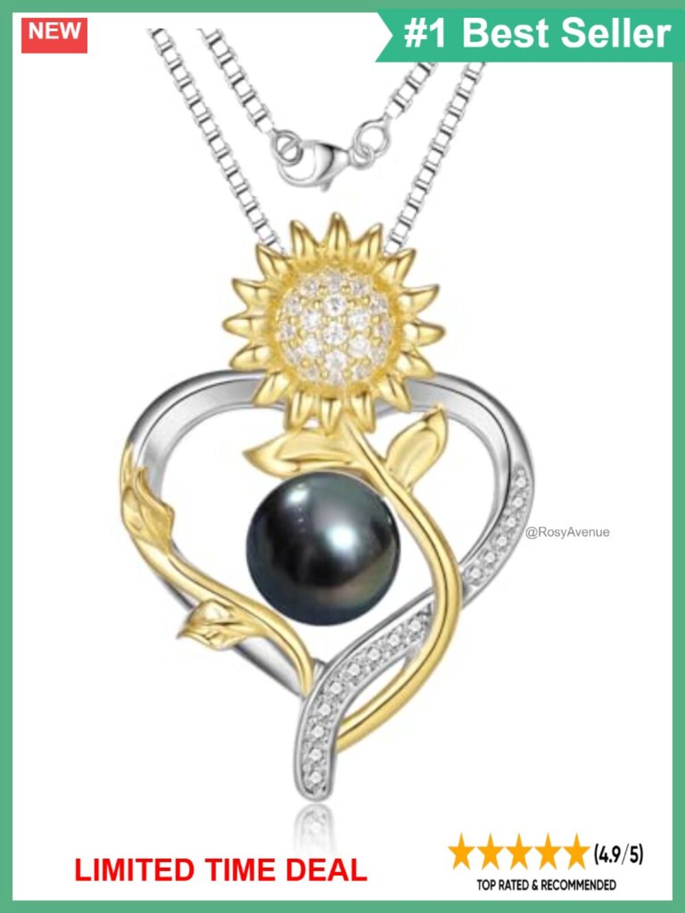 Tahitian Cultured Pearl Necklace 18K Gold Plated Sterling Silver Pendant